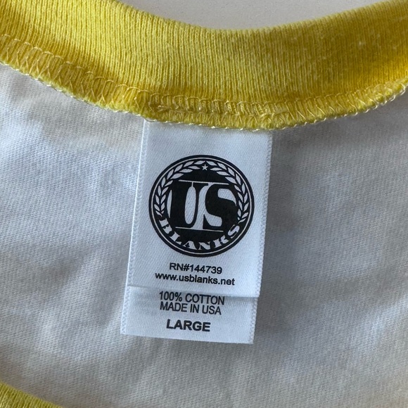 HBIC Graphic Raglan Tee Yellow White Baseball Shirt 3/4 Sleeve New Large - Picture 8 of 9